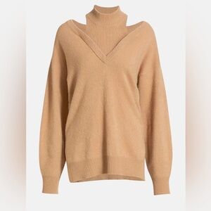 NAADAM • cashmere cut out turtleneck sweater - Medium Camel